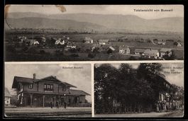 AK Busswil, Bahnhof, Hotel zum Bahnhof, Inh. Fritz Eberhart,