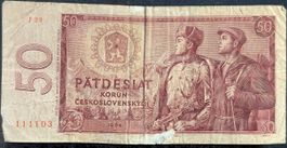 Tschechoslowakei 50 Korun Banknote, Jahrgang 1964 Rarität