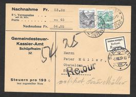 Schüpfheim Postkarte Gemeindesteuer-Kassier-Amt 4.8.1937