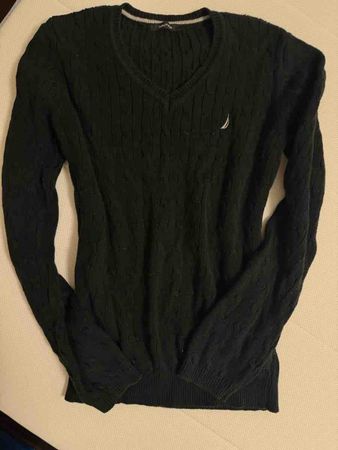 Nautica V-Neck Cable Knit Sweater Black, small preppy