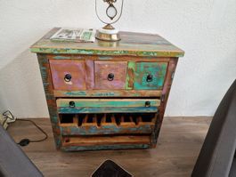 Weinwagen - Massiv Holz Farbig