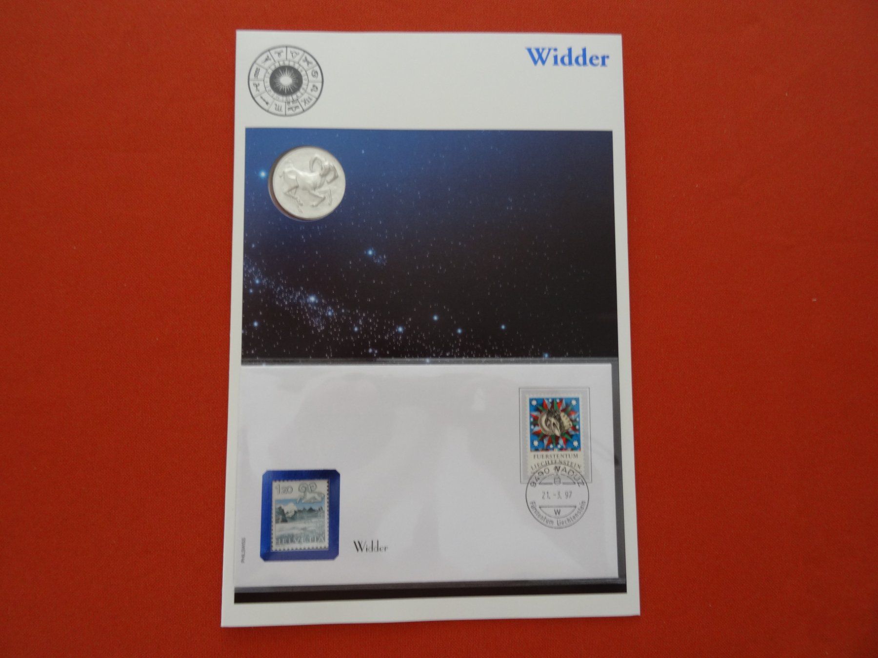 Medaglie: Medaillenbrief Widder mit Silbermedaille – Nuovo (secondo la descrizione) da Lupfig venduto da JUTA09