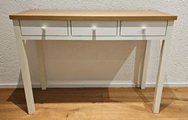 Konsolentisch weiss mit Holzplatte drei Schubladen Micasa