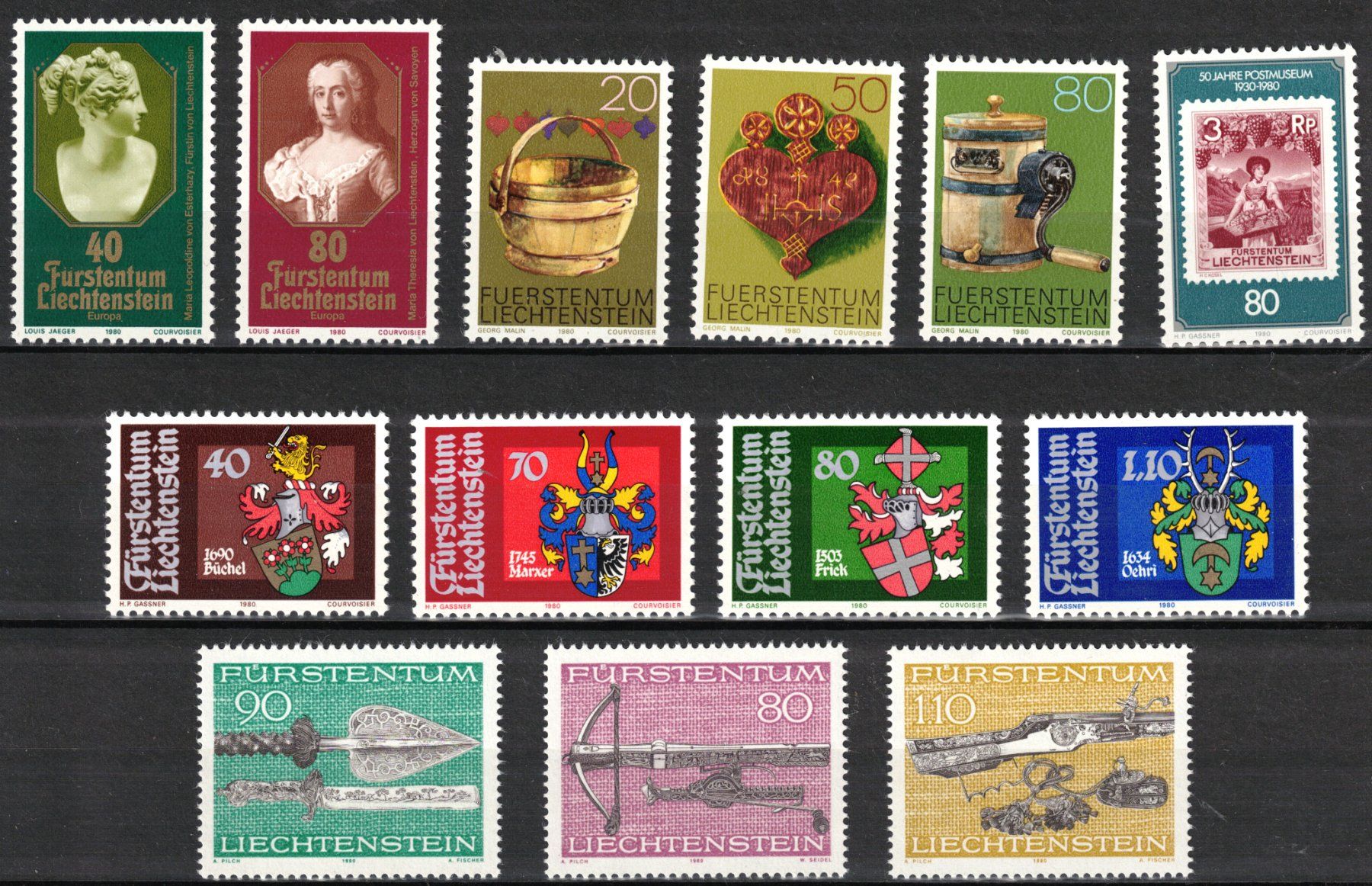 Tutti i francobolli: 1980  Serie  LI  Einzelmarken    postfrisch – Nuovo (secondo la descrizione) da Mellingen venduto da Ginger