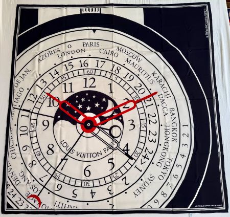 Foulard Louis Vuitton "Carré 140 Montres Gae Aulenti", rare!
