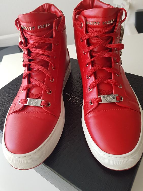 Philipp Plein High Sneakers Schuhe Rot ORIGINAL (Usato) a