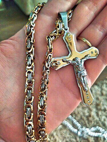 Gold Silber Jesus Kreuz Halskette