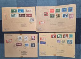 4 Kuverts, gestempelt, tolle Motive,  Eingeschrieben, Berlin