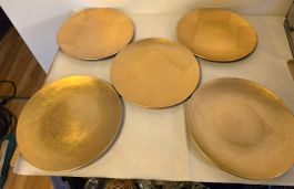 5 Dekoteller Goldoptik Durchmesser 28 cm gebraucht