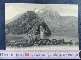STANSSTAD UND DER PILATUS 1906 OPNW AK HINTEN KLEBERRESTE