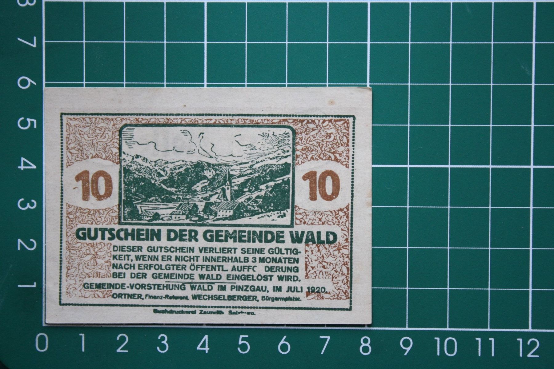 Banconote: currency voucher austria wald 10 heller 1920 – Usato da Laupen BE venduto da Gufi57 1