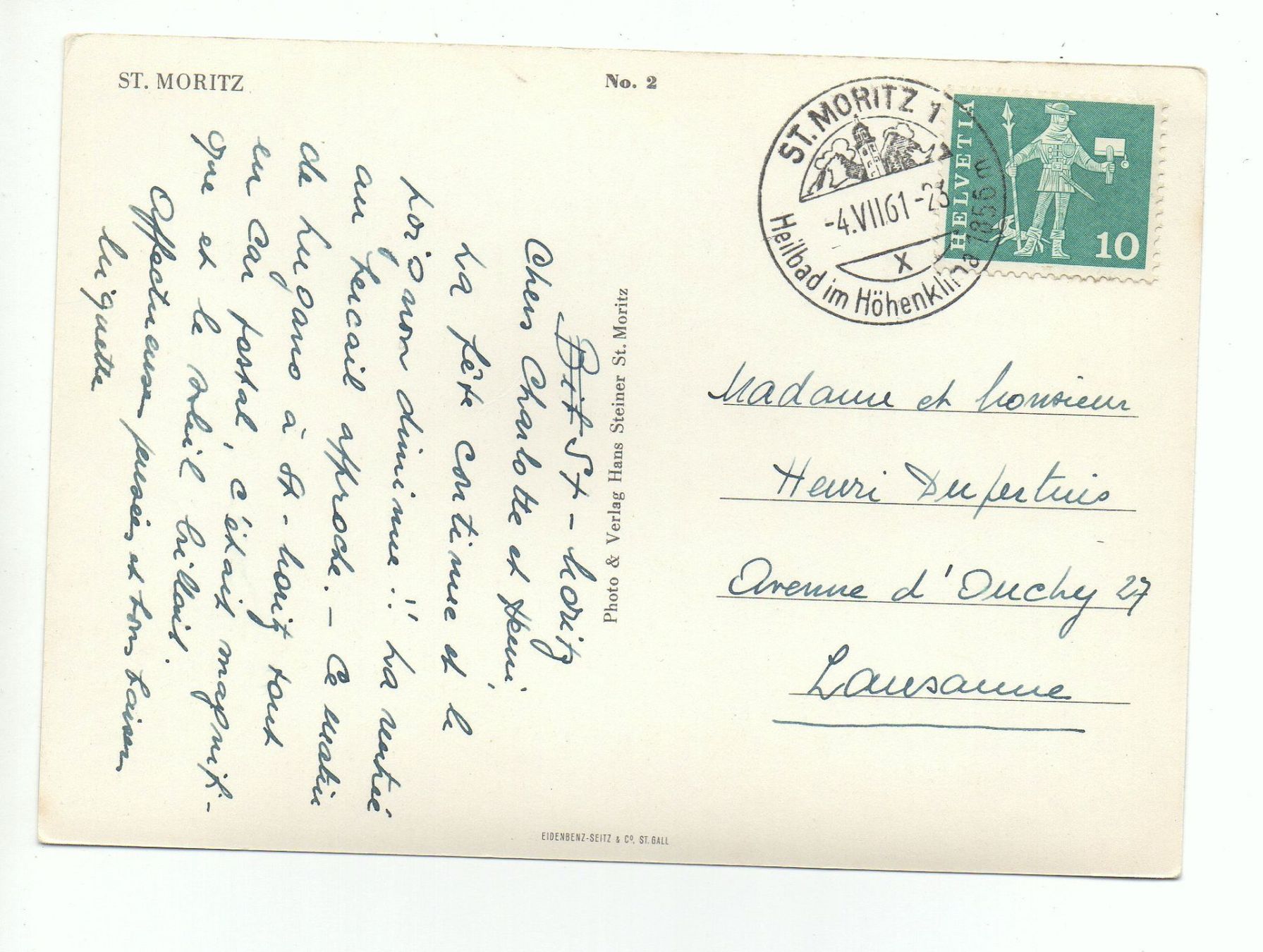 Cartoline postali: ST. MORITZ – Usato da Jona venduto da philajona 1