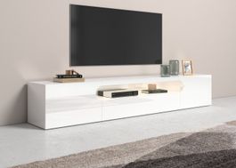 TV MÖBEL WEISS MIT AUFKLAPPBAREN TÜREN 240 x 41 x 40 cm