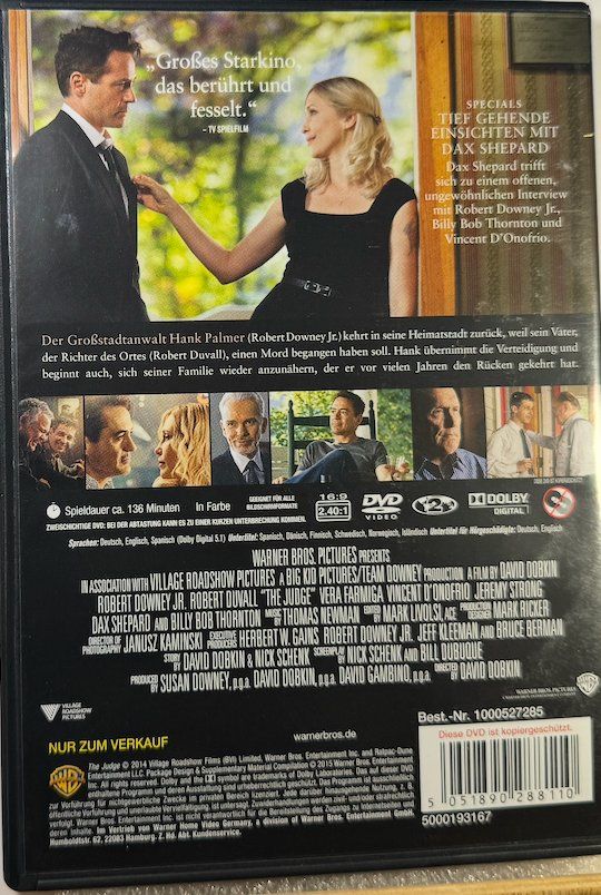 Alle DVDs: DVD DER RICHTER - RECHT ODER EHRE - ROBERT DOWNEY JR. DUVALL – Gebraucht aus Wisen von gigisna 2