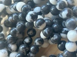 Strang echte black and white beads 8 mm