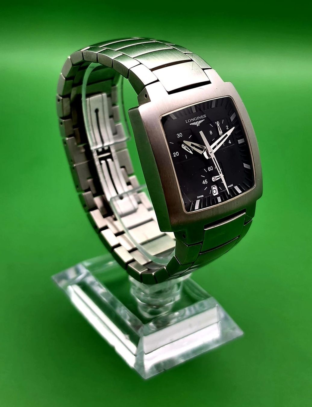 Longines Orologi: LONGINES OPOSITION SQUARE CHRONOGRAPH DATE ALL STAINLESS STE – Usato da Neftenbach venduto da Taschen-Uhren 6