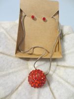 Schmuckset: Halskette mit Kugel & Ohrstecker, Neu! ...