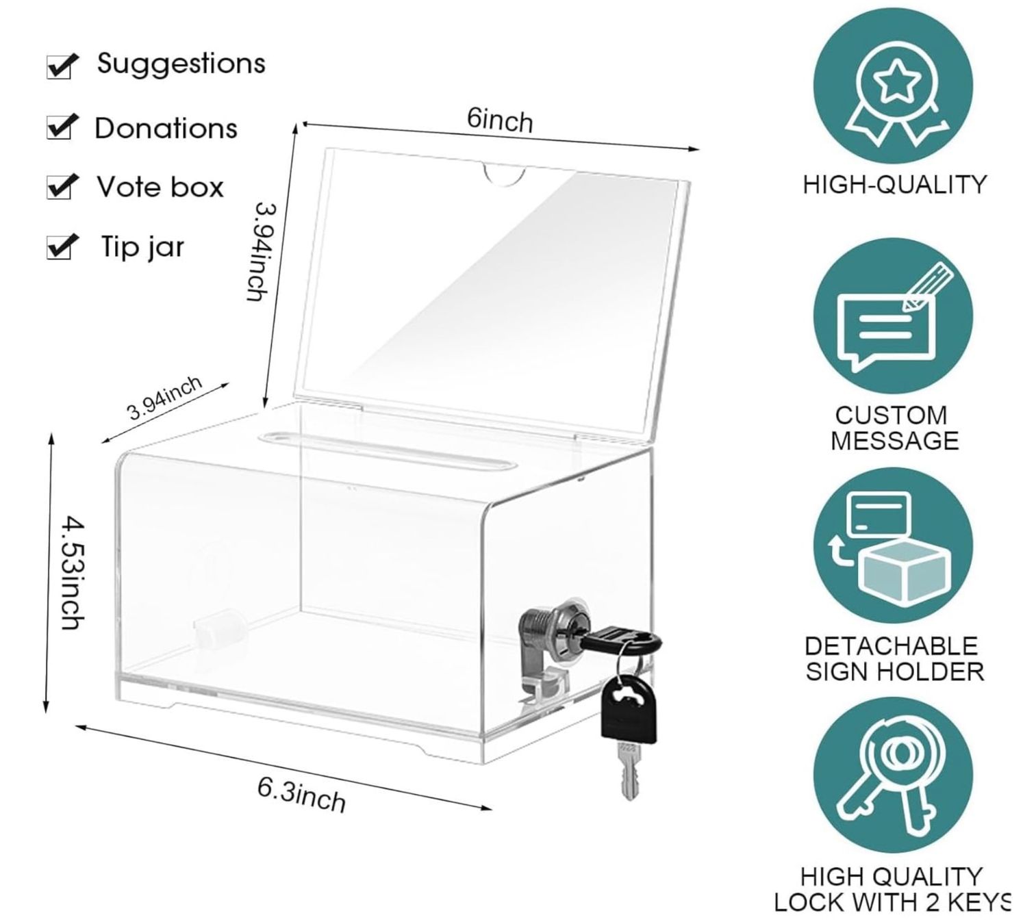 Behälter & Ähnliches: Acrylspendenbox, Wahlurne, empfohlene Box, transparente – Neu und originalverpackt aus Bülach von StoreInShopSwiss 2