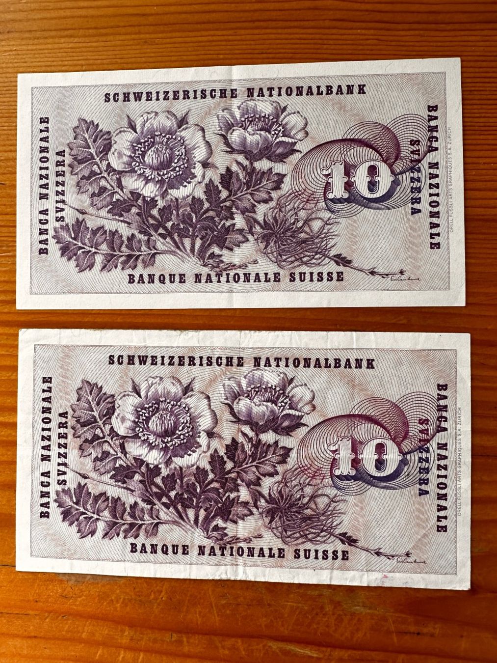 Banknoten: Alte 10er Noten - 1977 – Gebraucht aus Thalwil von Pindi 1