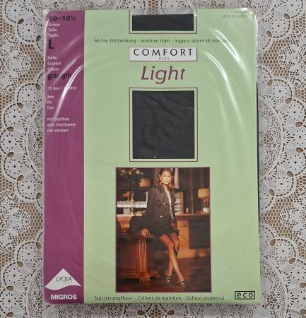Migros Comfort Light Stütz Strumpfhose 15den Gr.L Grau