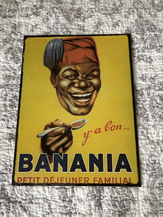 Plaque Murale En Métal Vintage Banania - 30 X 20 Cm - Tôle Émaillée Publicitaire