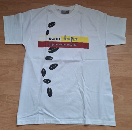 Witziges T-Shirt "Senn-Kaffee" mit Kaffeebohnen-Motiv