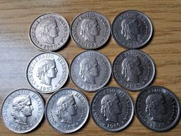10 Rappen 1950/69 - Lot 10 Stück - vorzüglich!