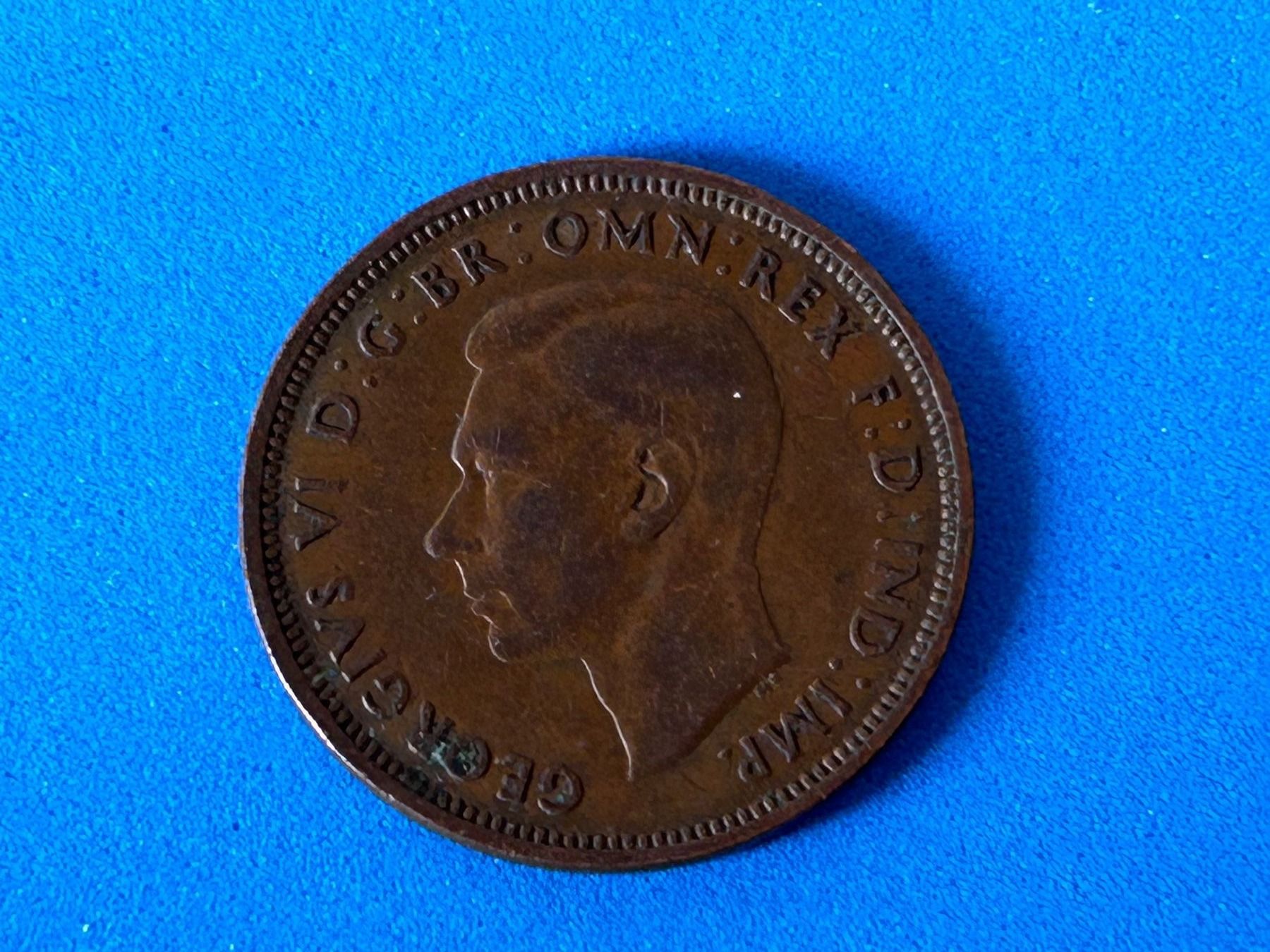 Alle Münzen: UK - Half Penny - George VI 1943 – Gebraucht aus Corcelles NE von AJKader 1
