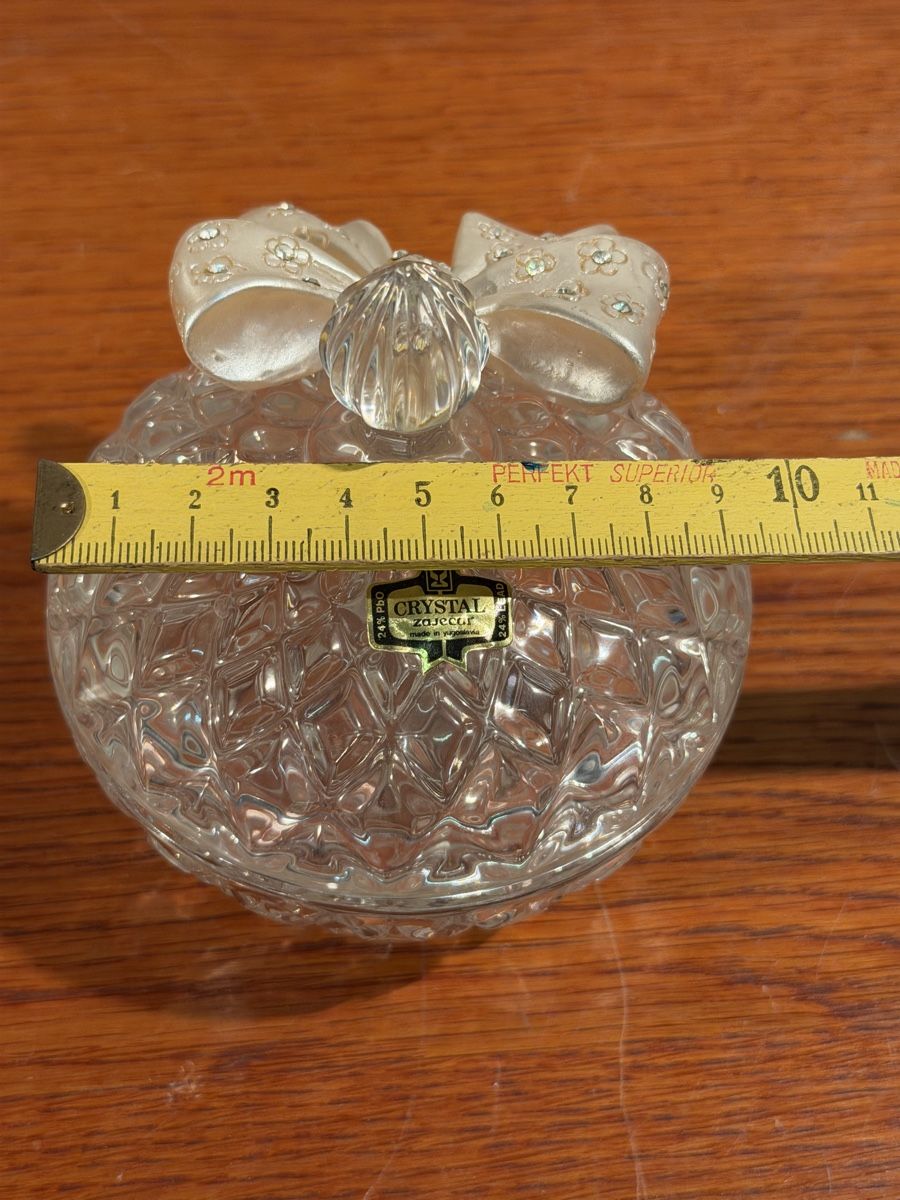Zuccheriere: Elegant Decorative Trinket Jar with Rhinestone Bow – Usato da Lausanne venduto da vas_mbk2 5