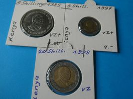 Kenya 1985-98, 3 alte Münzen
