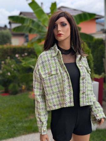 Trendige Tweed Jacke in Grün/Weiss /gr. m