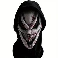 Horror Maske Kapuzen-Dämon mit Reisszähnen, Latex, neu