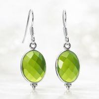 Peridot Ohrhänger Paar Silber 925 Ohrringe Sterlingsilber