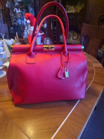 Elegante, rote Handtasche aus echtem Leder, neuwertig!
