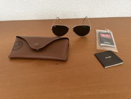 Sonnenbrille Ray-Ban Aviator Gold mit Etui gebraucht