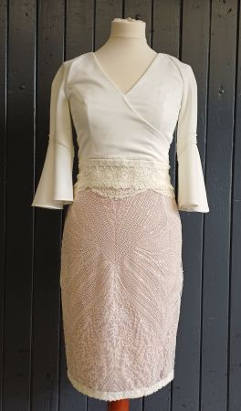 Elegantes Kleid, rosé/weiss von Sonja Kiefer, Gr. S