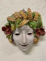Vintage Majolika Wandmaske Aus Keramik