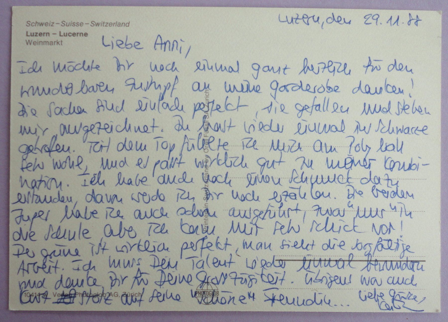 Ansichtskarten: Luzern - Lucerne, Weinmarkt – Gebraucht aus Fétigny von Billy2miny 1