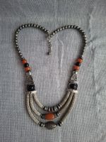 Collier Statement Ethnique Multirangs Orange & Noir