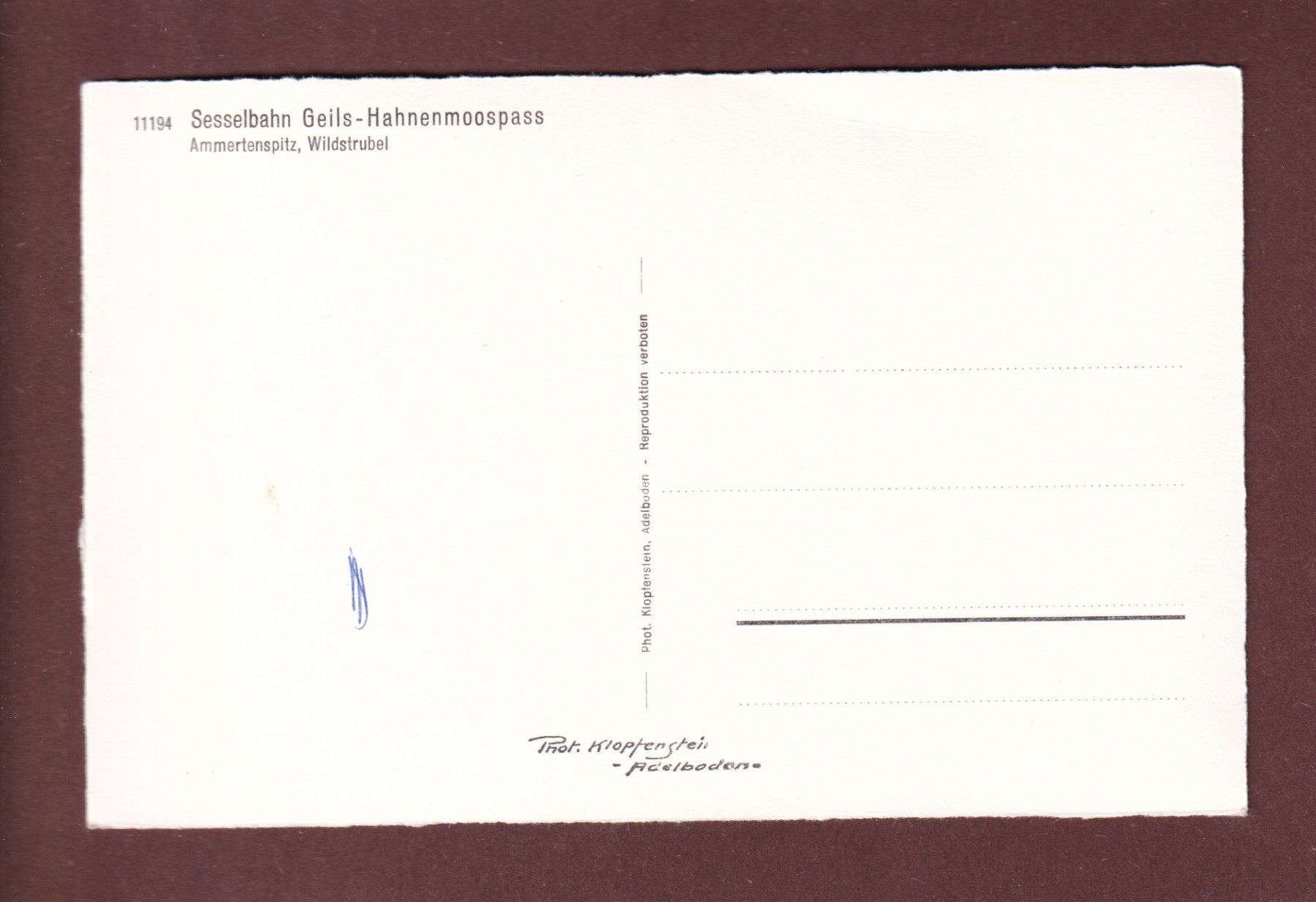 Cartoline postali: Sesselbahn GEILS-HAHNENMOOSPASS – Usato da Pully venduto da nicecards-shop 1