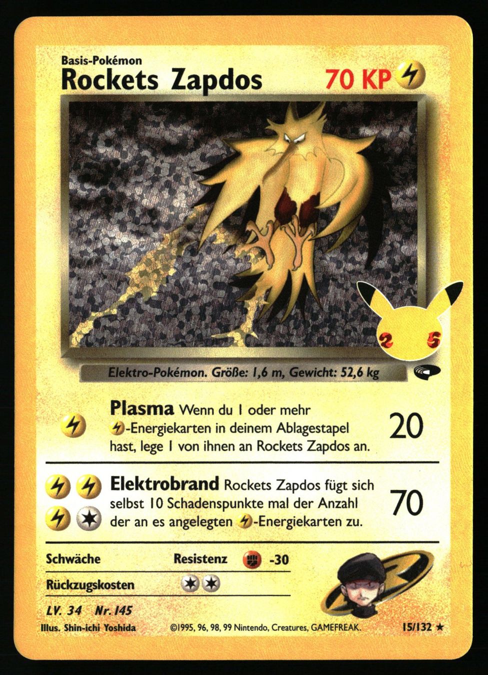 Pokémon Carte collezionabili: Rocket's Zapdos CEL GC 15 Celebrations – Usato da Feuerthalen venduto da Plazatoys