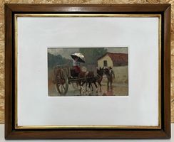 Bauernszene mit Kutsche von A. Barbieri     (ID M67)