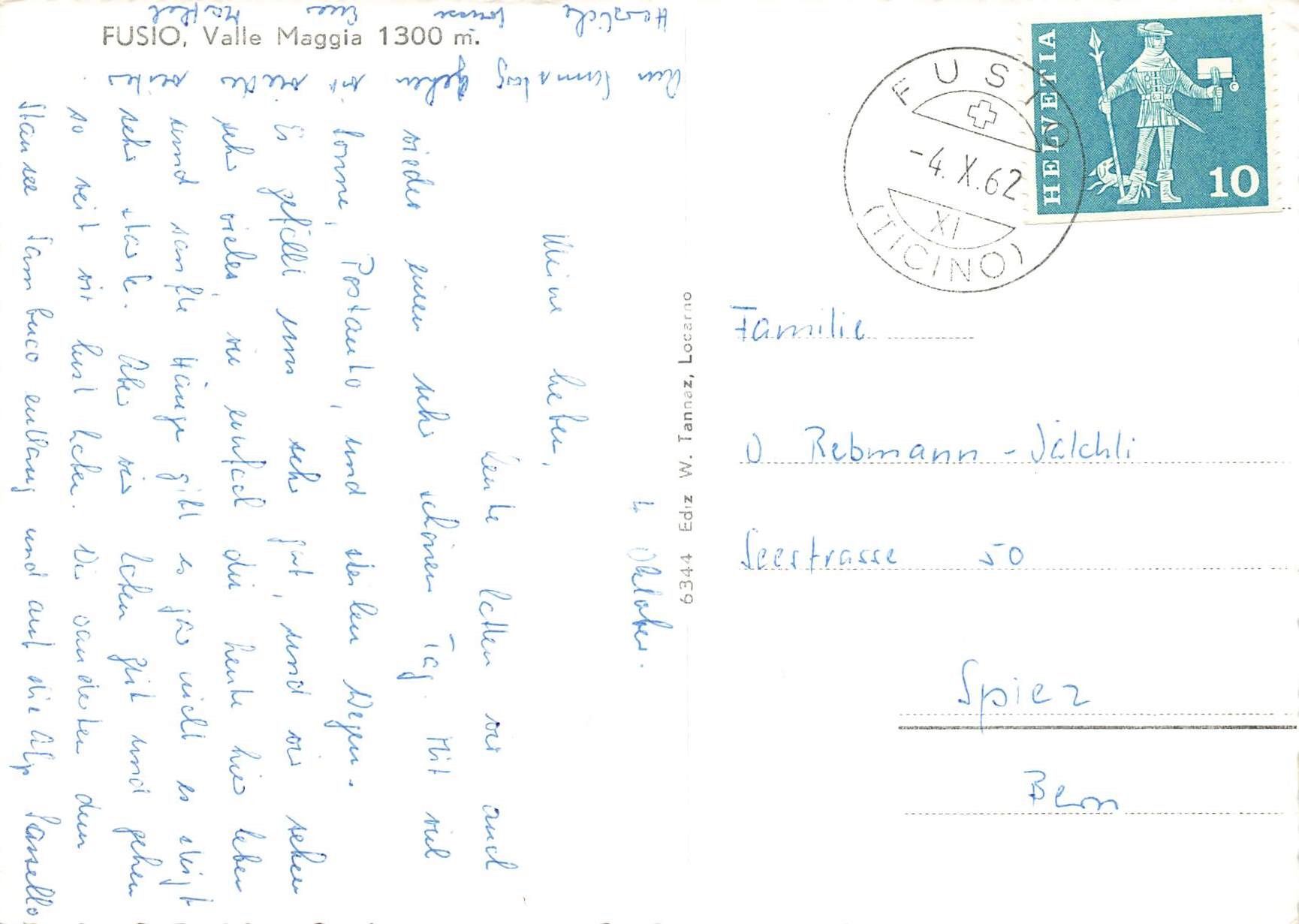 Cartoline postali: Fusio valle maggia G – Usato da Biasca venduto da Blenio71 1