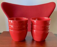 6er Set schöne rote Vintage Melamin Dessert Schalen