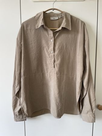 minimum trendige Oversize Hemdbluse Gr. 36 Beige – wie neu
