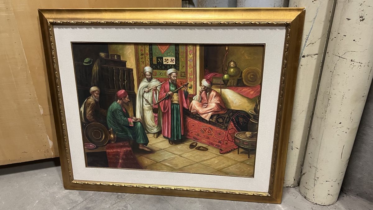 Dipinti: Tableau orientalistes scène musicale, avec cadre – Usato da Genève venduto da Leboucheoreilles