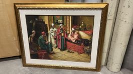 Tableau orientalistes scène musicale, avec cadre