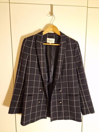 Claudie Pierlot Damen Blazer kariert Gr. 38 – Dunkelblau