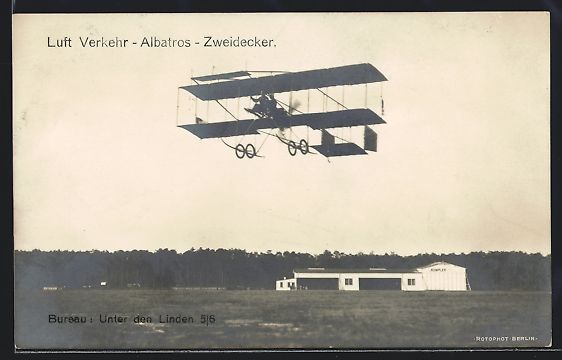 Bilder & Poster: Albatros-Zweidecker-Flugzeug beim Abflug – Gebraucht aus Berlin von bartko-reher