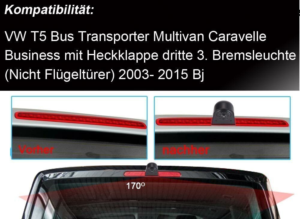 Rückfahrkamera 3. Bremslicht für VW T5, Bus, Transporter etc
